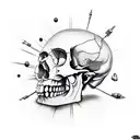 Human Skull with Bullet Hole Through Top Right  tattoo design idea