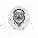 Human Skull with Bullet Hole Through Top Right  tattoo design idea