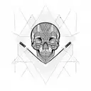 Human Skull with Bullet Hole Through Top Right  tattoo design idea