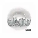 Tire tracks forming the shape of the Los Angeles cityscape tattoo design idea