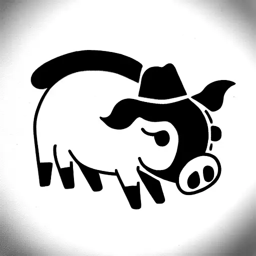 pig with hat tattoo design idea