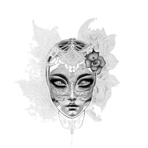 side of women's face with baroque tattoo design idea