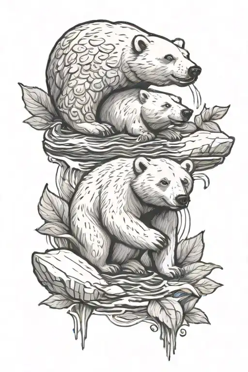 pickles and polar bear tattoo design idea
