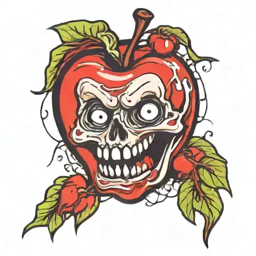 poisoned red apple without a face tattoo design idea