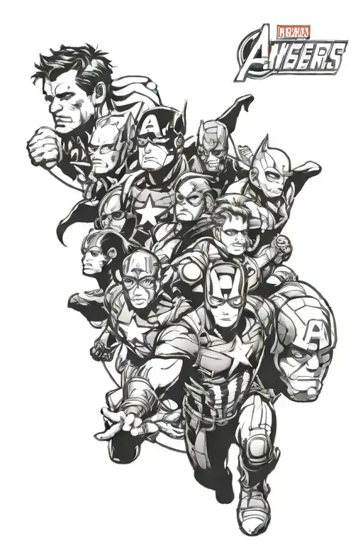 avengers characters tattoo design idea
