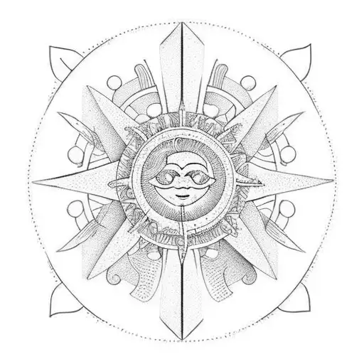 sunshine with beach waves tattoo design idea