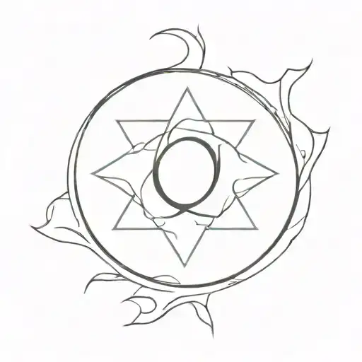 trident & om symbol tattoo design idea