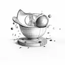 A sketch-style bowl filled with ingredients floating in the air tattoo design idea