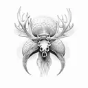 mushrooms, moose skull tattoo design idea