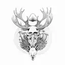 mushrooms, moose skull tattoo design idea