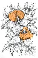 iris, mountain laurel, and a poppy flower tattoo design idea