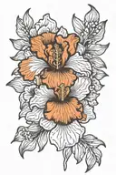 iris, mountain laurel, and a poppy flower tattoo design idea