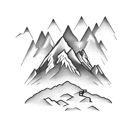 mountain with a tree on it with a scorpio and a libra with a water horse and 3 chinese lanterns  tattoo design idea