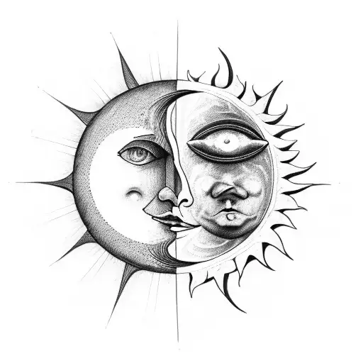 moon and sun tattoo design idea