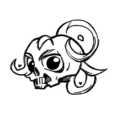 skull with heart eyes tattoo design idea