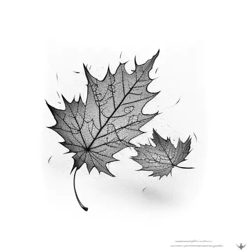 Autumn leaves and children tattoo design idea