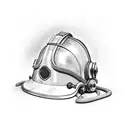 American Firefighter helmet with a gasmaske an crossed Axt and a hooligantool  tattoo design idea