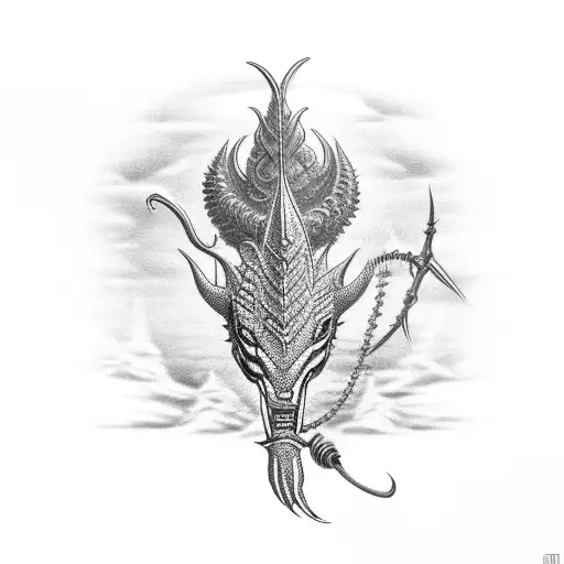 trishul with spike chain tattoo design idea