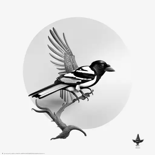 a magpie perched on top of a Canon camera  tattoo design idea