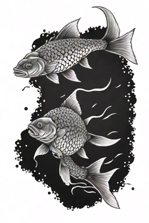 carp fishing scene tattoo design idea