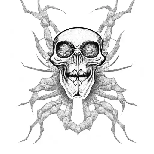 spider skull tattoo design idea