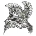 Roman soldier helmet tattoo design idea