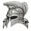 Roman soldier helmet tattoo design idea