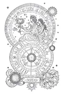 zodiac sign virgo and libra moon sun conjunction tattoo design idea