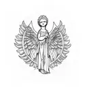 Angel sculpture with roman numbers tattoo design idea