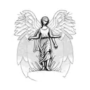 Angel sculpture with roman numbers tattoo design idea