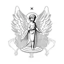 Angel sculpture with roman numbers tattoo design idea