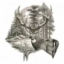 whitetail deer in the woods surrounded tattoo design idea