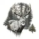 whitetail deer in the woods surrounded tattoo design idea