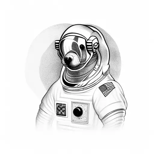 astronaut dog tattoo design idea