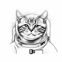 astronaut cat tattoo design idea