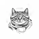 astronaut cat tattoo design idea