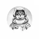 astronaut cat tattoo design idea