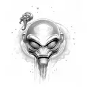alien smoke blunt tattoo design idea