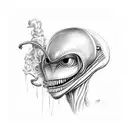 alien smoke blunt tattoo design idea