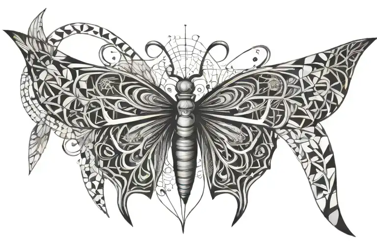 Butterfly with halo with Taylor Gunn wording "come take it" tattoo design idea