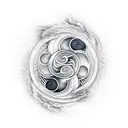 river flow yin yang enso tattoo design idea