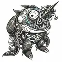 black and white haces sito Pikmin a tattoo design idea