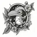 black and white haces sito Pikmin a tattoo design idea