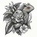 black and white haces sito Pikmin a tattoo design idea