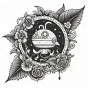 black and white haces sito Pikmin a tattoo design idea