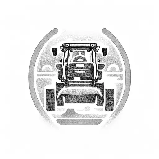 Telehandler jcb operating in a futuristic cityscape tattoo design idea