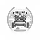 Telehandler jcb operating in a futuristic cityscape tattoo design idea