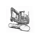 Telehandler jcb operating in a futuristic cityscape tattoo design idea