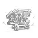Telehandler jcb operating in a futuristic cityscape tattoo design idea