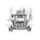 Telehandler jcb operating in a futuristic cityscape tattoo design idea
